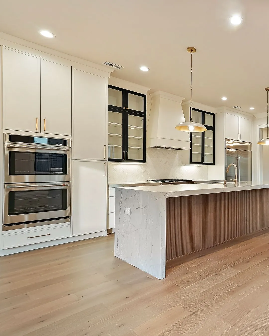 R&B project: walnut kitchen island side with wall ovens